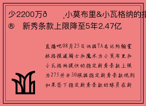 少2200万💸小莫布里&小瓦格纳的指定新秀条款上限降至5年2.47亿